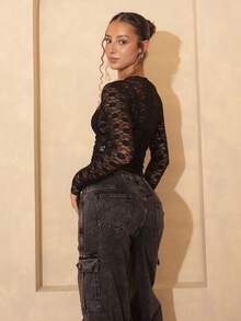 juhmazzocco Women's Simple Front Button Pocket Casual Cargo Jeans, Daily Leisurewear - Grey - View 3