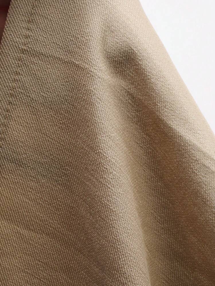 Women's Solid Color Mandarin Collar Button Decor Shirt, Suitable For Daily Commute