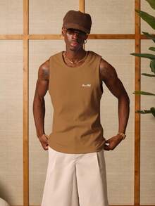 SUMWON Men's Ribbed Tank Top Sleeveless Crew Neck Undershirt Summer Essential Basic Layering Vest - Ginger - View 5