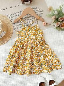 LMoss Kids Baby Girl Cute Ditsy Floral Sleeveless Dress, Summer - Multicolor - View 4