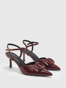 CUCCOO BIZCHIC Women's Fashionable Elegant Pointed Toe High Heel Pumps - Burgundy - View 7