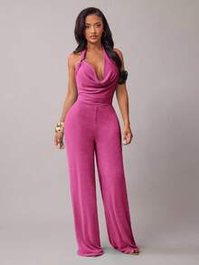 Radiana Bộ jumpsuit cổ yếm gợi cảm và thanh lịch dành cho nữ, thích hợp cho các buổi hẹn hò, tụ họp, tiệc tùng, hộp đêm, lễ hội. - Màu Hồng Tươi - Xem 6