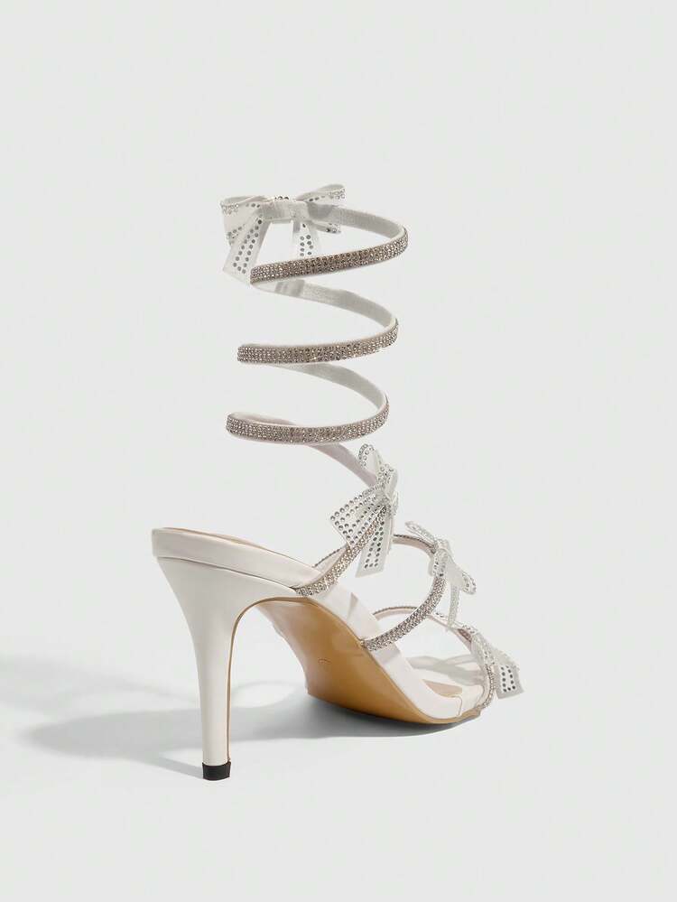 CUCCOO SZL Pointed Toe Stiletto Rhinestone Embellished Sexy Women's High Heel Sandals Valentine's Day