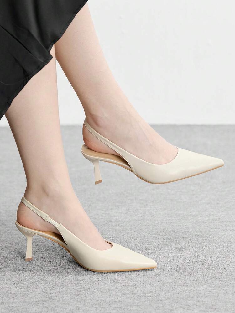CUCCOO BIZCHIC Women Shoes Four Seasons New Beige Pointed Thin Heel High Heel Low Vamp Women's High Heel Shoes Daily Versatile Commuter Business Dinner Party Wear Women's Shoes Spring Shoes