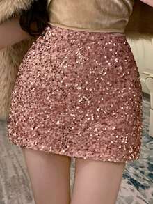 DAZY Women's Solid Color Low Waist Super Short Mini Skirt, All Season - Pink - View 7