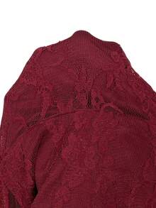 SHEIN ICON 黑色V领荷叶边短款前短后长迷你吊带裙 - 酒紅色 - 查看 6