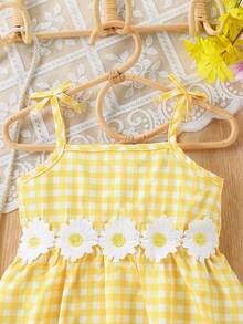 Souflis Souflis 女童可爱格纹背心裙，带贴花装饰 - 黃色 - 查看 5