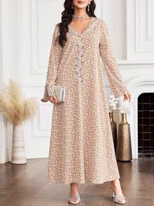 Yasmyna Modest Elegant Embroidered Floral Arabic Style Dress For Women - Multicolor - View 7