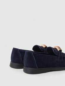 Sleekvia Mocasines planos versátiles y casuales con decoración de flecos para ir y venir - Azul - Ver 9