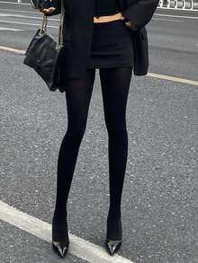 DAZY Quần legging nữ dáng ôm màu trơn, thích hợp cho mùa Thu/Đông. - màu đen - Xem 3