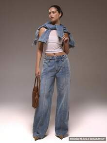 MUSERA Double Fasten Baggy Distressed Jeans Only Winter Cute Streetwear Going Out Casual Western Born Faded - Medium Wash - View 1