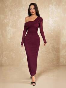 SHEIN PETITE 秋季夏季及夏季简约复古闪亮假日派对装扮锐舞音乐节郊游泳装度假波西米亚风 BOHO 热辣户外层次丰富的婚礼季宴会成人礼海滩海滨 - 酒紅色 - 查看 6