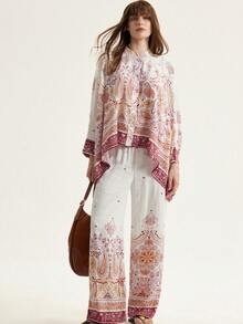 Aveloria Modichic Atasan dan Celana Model Batwing Gaya Bohemian Vintage Motif Paisley - MultiWarna - View 4