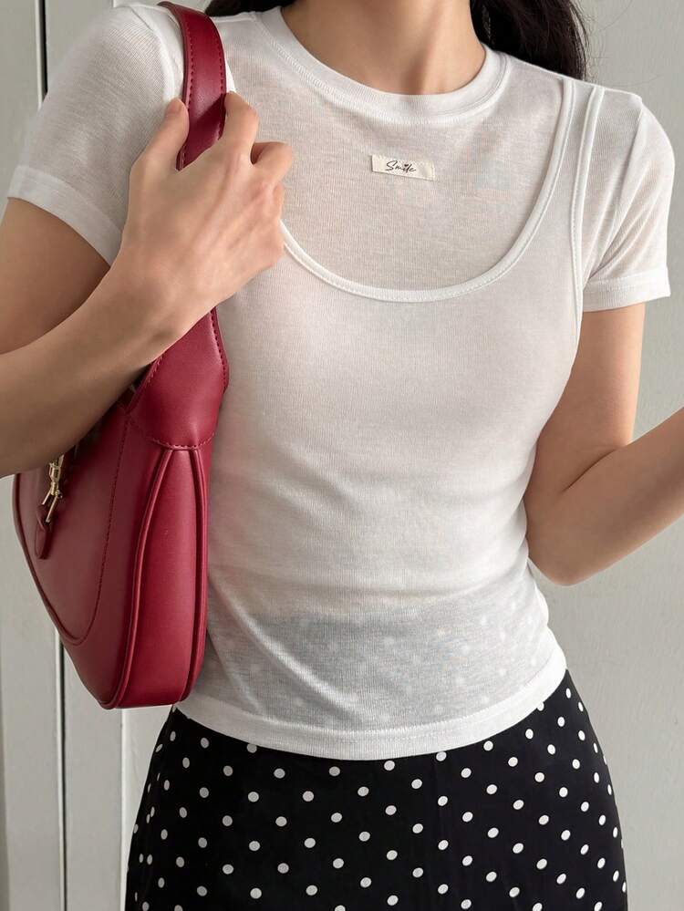 Women's Letter Graphic Round Neck Short Sleeve Casual T-Shirt,Going Out Tops For Women Summer