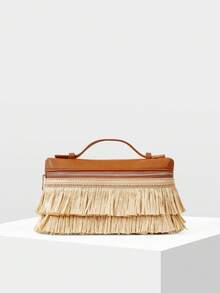 MOTF PREMIUM 女士手提包盒包 - 米色草編 - 查看 2