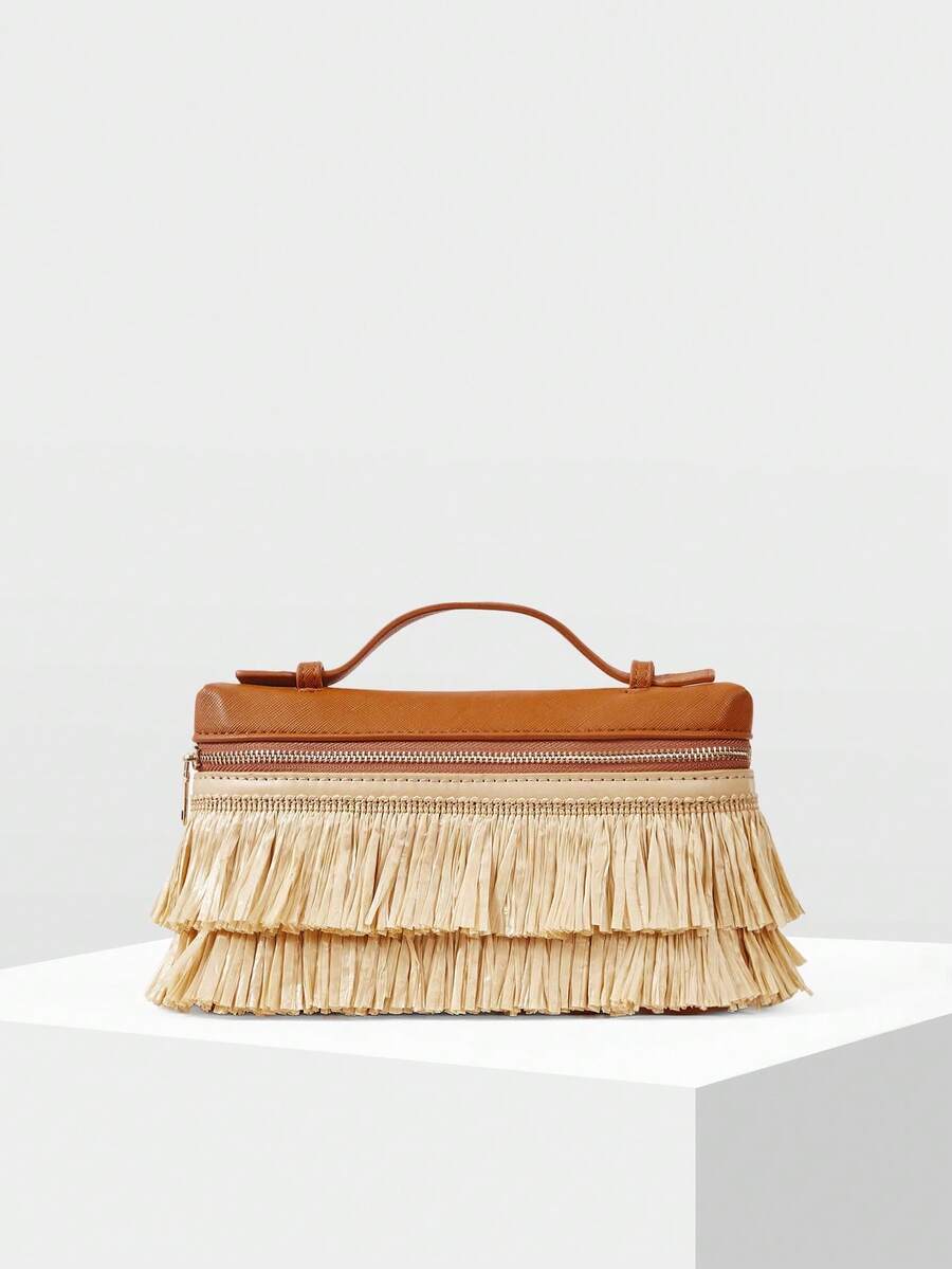 MOTF PREMIUM 女士手提包盒包 - 米色草編 - 查看 2