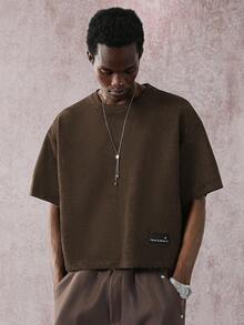 STYNVO Men's Simple Solid Color Loose Fit Crew Neck T-Shirt, Suitable For Everyday Wear - Brown - View 7