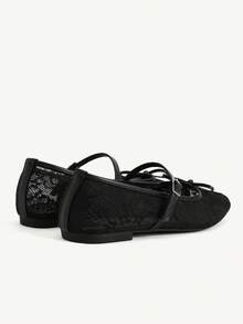 CUCCOO CHICEST Women's Versatile Mesh Bowknot Strap Flat Sandals, Suitable For Work And Casual Wear In Summer Summer Shoes Wedding Shoes Bride Shoes - Black - View 5