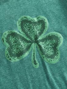 HIMLAND Men's Casual Commuter St. Patrick's Day Clover Print Short Sleeve T-Shirt, Summer - Army Green - View 4