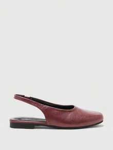 CUCCOO BIZCHIC 女士时尚舒适百搭方头平底鞋 - 酒紅色 - 查看 8