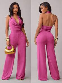Radiana Bộ jumpsuit cổ yếm gợi cảm và thanh lịch dành cho nữ, thích hợp cho các buổi hẹn hò, tụ họp, tiệc tùng, hộp đêm, lễ hội. - Màu Hồng Tươi - Xem 8