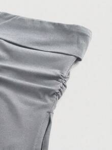 ROMWE Grunge Punk Áo hai dây crop top in họa tiết da báo phong cách Y2K Subculture với đường xẻ tà dành cho nữ - Xám - Xem 5