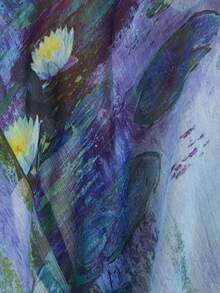 Aveloria Modichic Garden Print Flowy Loose Chiffon Cropped V-Neck Long Sleeve Blouse - Multicolor - View 7