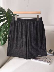 CosyJoli Plus Size Women's High Waist Black Shorts,Summer Everyday Smart Casual High Stretch Mini Leggings,Elegant Short Pants,Vacation Super Short Leggings - Black - View 3