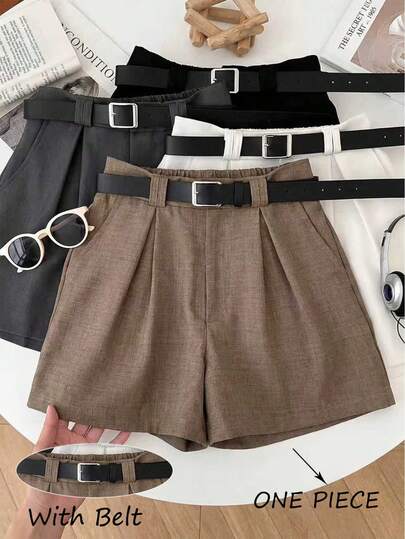 Franclia High Waist Slimming Shorts, Casual Hot Pants With Belt, Fashionable & Versatile, New Summer Design For Women