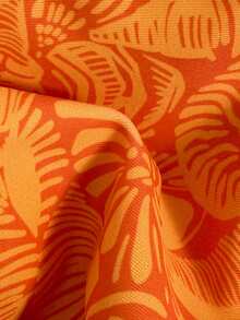 Swim Vcay Conjunto de traje de baño de 2 piezas con top tipo camiseta sin mangas y shorts de baño con estampado digital para mujeres, para uso casual, playa y viajes - Naranja - Ver 7