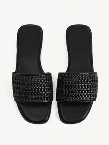 CUCCOO CHICEST Women's Woven Slip-On Sandals, Casual Beach Wear, Open Toe - Black - View 1