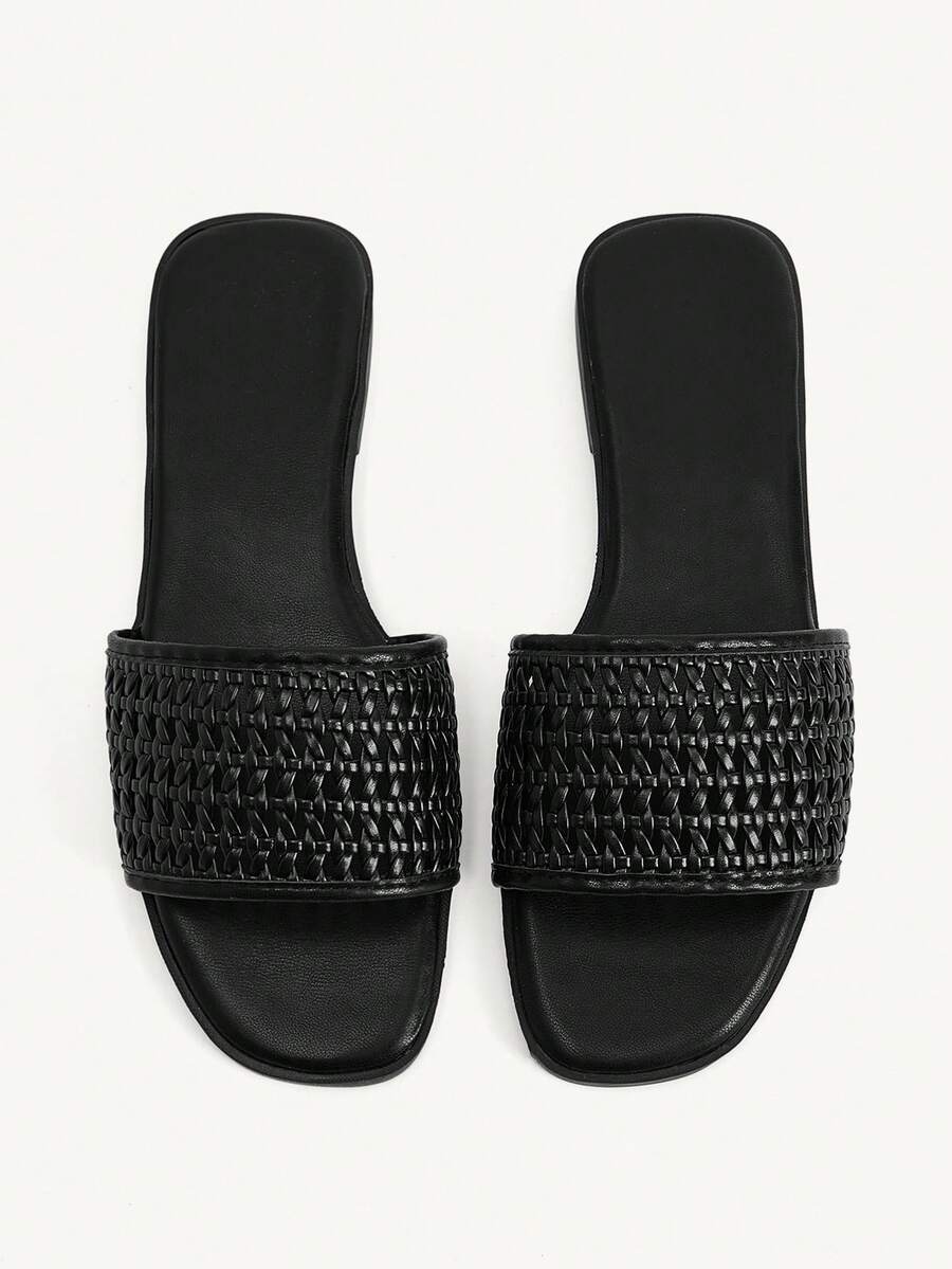 CUCCOO CHICEST Women's Woven Slip-On Sandals, Casual Beach Wear, Open Toe - Black - View 1