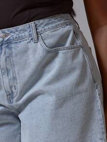 MUSERA Quần short denim dáng rộng cạp trung, màu xanh nhạt, thích hợp cho mùa xuân hè, thanh lịch, lễ Phục sinh, dễ thương, đi nghỉ mát, thường ngày, phong cách cơ bản. - Rửa nhẹ - Xem 6