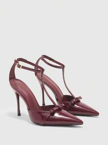 CUCCOO BIZCHIC Giày cao gót siêu cao 10,5cm, mũi nhọn, kiểu dáng gợi cảm, phù hợp cho cả đi hàng ngày và dự tiệc. - Màu Đỏ Sâu - Xem 7