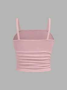 SHEIN Dozemod Tween Girl Tween Girl Minimalist Comfortable Ruched Camisole - Multicolor - View 2