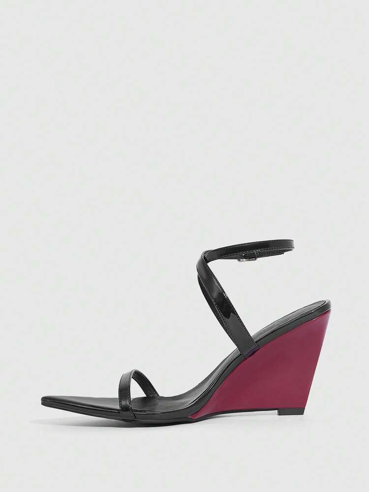 CUCCOO SZL Women's Pointed Toe Wedge Heel Sandals, Elegant, Sweet, Romantic, Suitable For Afternoon Tea, Dates, Fashion Parties, Workwear, Versatile, Halloween