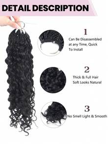 Boho Braids 1 PC Water Wave Narural Đen Crochet Tóc Giả Tóc Người Không Thắt Nút Tách Sẵn Lông Vũ Tóc Người Màu Đen 18-24 Inch 100G - SNatural - Xem 5