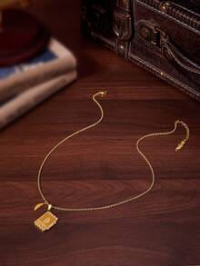 HARRY POTTER X SHEIN Dây chuyền hình cuốn sách ma thuật của Potter - Một cuốn sách ma thuật phát sáng - Vàng - Xem 3
