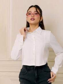 Criza Taa 女士带口袋仿旧牛仔迷你裙 - 灰色 - 查看 5