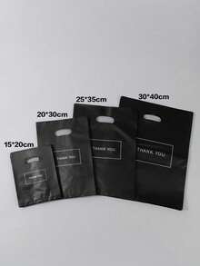 50 túi quà cảm ơn màu đen, túi nhựa cho doanh nghiệp nhỏ, túi mua sắm, lý tưởng cho lễ hội, sinh nhật, quà tặng tiệc, bao bì quà cưới, thích hợp làm quà tặng, tiệc tùng, cửa hàng, cửa hiệu, v.v. - Màu đen 50pcs - Xem 13