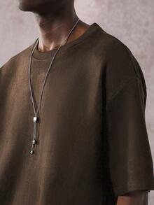STYNVO Men's Simple Solid Color Loose Fit Crew Neck T-Shirt, Suitable For Everyday Wear - Brown - View 6