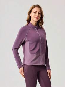 OutZeal Women Outdoor Jacket Daily Casual Spring Warmth Stretch Zip Up Stand Collar Tops - Purple - View 6