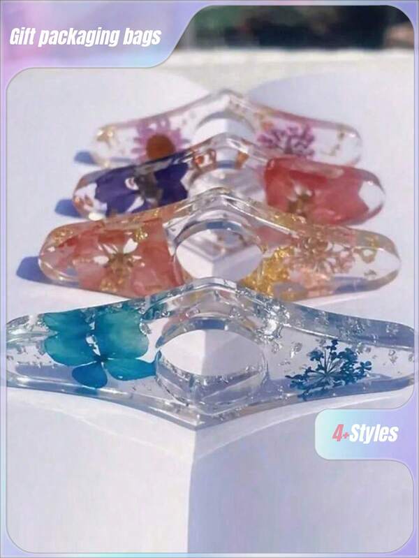 1pc Resin Epoxy Pressed Flower Bookmark, Creative Reading Accessory, Book Stand, Thumb Book Support, Book Holder Back To School