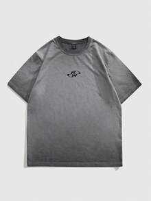 ROMWE MEN Men's Graphic Print Round Neck Casual Versatile Short Sleeve T-Shirt - Grey - View 5