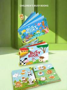 1pc Learning Quiet Sticker Book For Children Over 3 Years Old, Children's Early Learning Alphabet Table Animal Cognitive Books Learning Toys, Educational Activity Books For Toddlers, Children's Educational Toys (Random Color Circles) - Multicolor - View 3