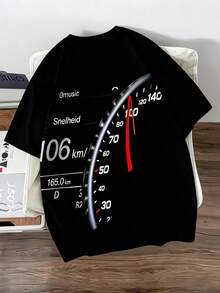 Manfinity Homme 男士时尚夏季休闲运动服，男士上衣，腹部肌肉处饰有鸭子图案印花设计 - 黑色 - 查看 2