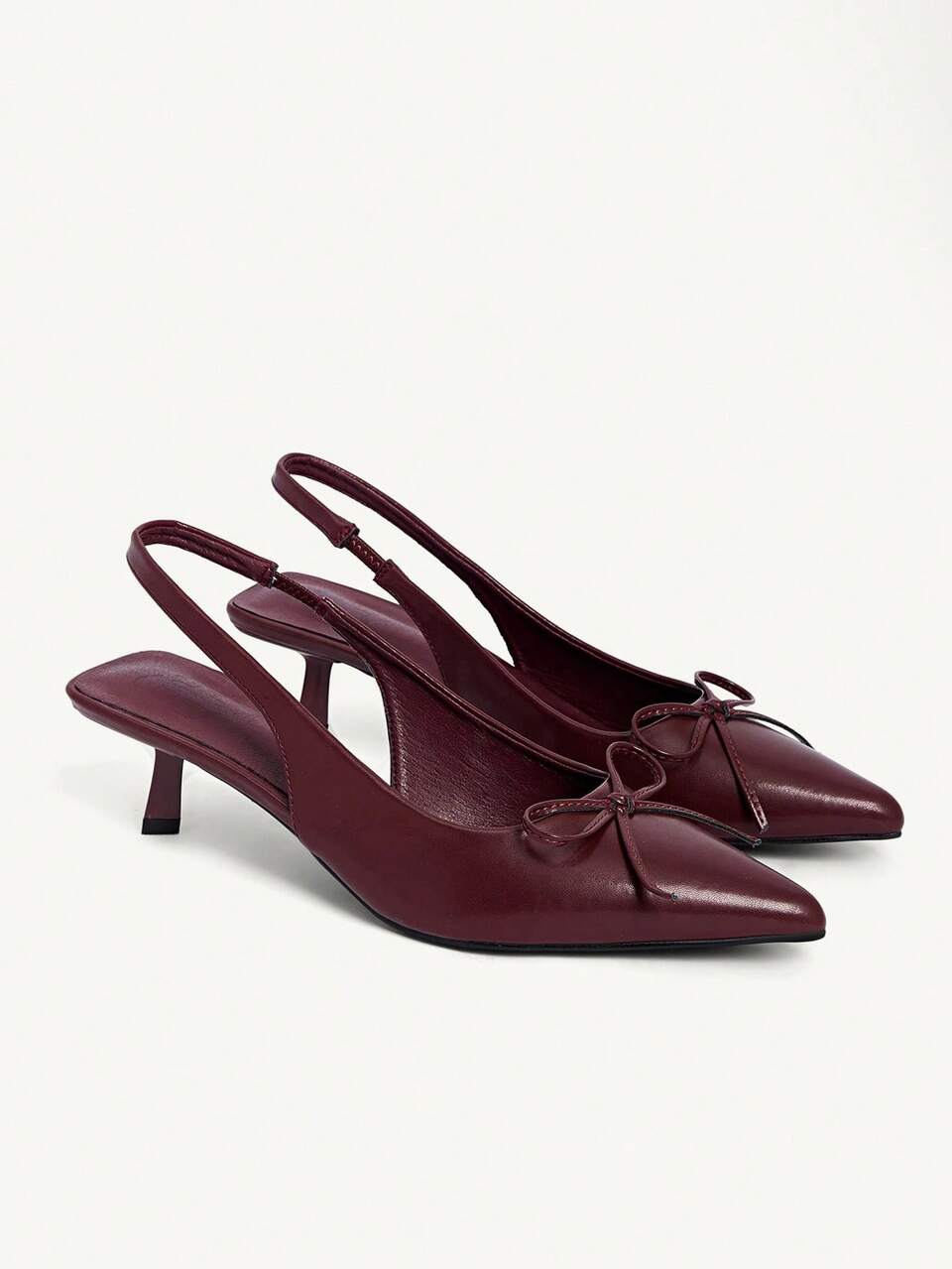 CUCCOO CHICEST Pointed Toe Stiletto Heel Bow Tie Burgundy Women's High Heel Pumps, Elegant Vintage Style For Formal Occasions For Christmas Wedding Shoes Summer Shoes Bride Shoes