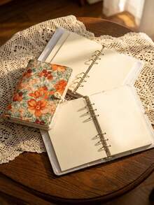 Cirelle 刺绣花朵活页笔记本 - 手工制作，可替换内芯，空白页，复古文具或返校礼物之选 - 彩色 - 查看 3