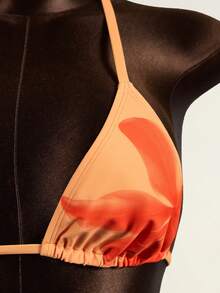 Zestiva Women's Floral Print Halter Tie Back Sexy Bikini 3-Piece Set, Beach Vacation - Orange - View 8