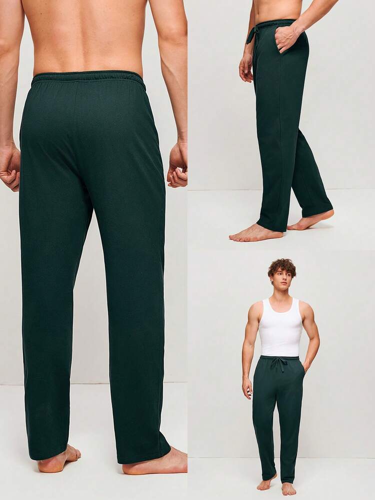 Men Black Basic Bottoms Lounge Pants Pajama Pants